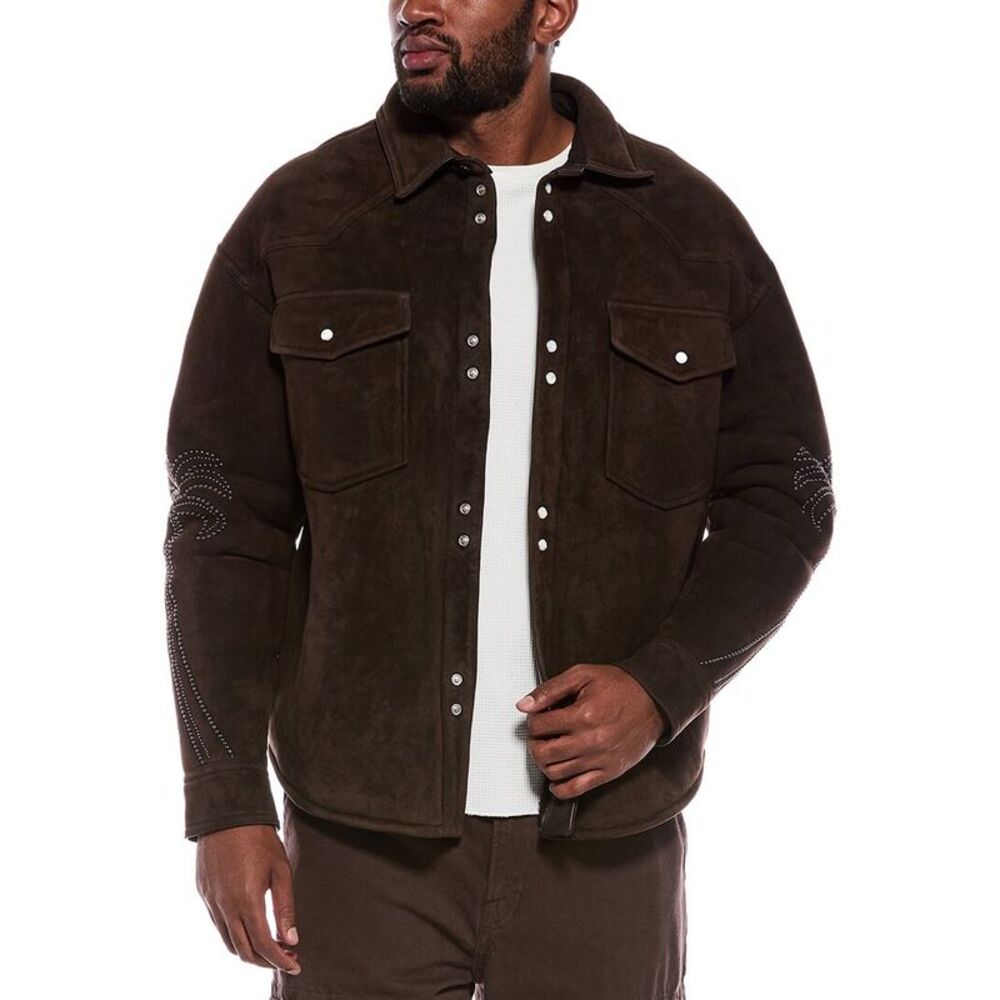 Palm Angels Mens  Suede Jacket, Brown
